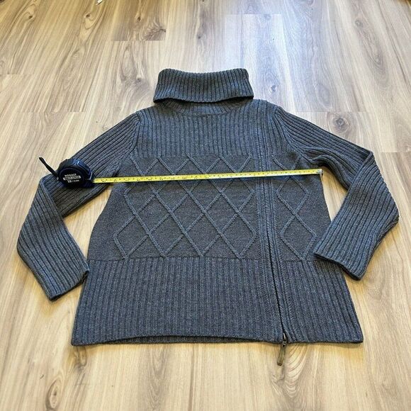 OLSEN Europe Vtg Gray Turtleneck Size 10 Merino Wool Acrylic Blend Zipper Detail - Picture 5 of 10